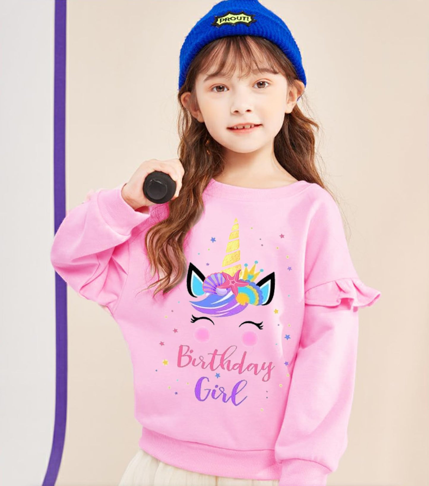 Birthday Girl Shirt Toddler Baby Girls Unicorn T-Shirt 2Nd 3Rd 4Th 5Th 6Th 7Th Birthday Pink Tee Fall Outfit Fly Sleeve 2T