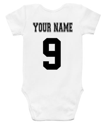 Rapunzie Baby Bodysuit - Custom Personalized Soccer Ball With Your Name And Number (0-3 Months)