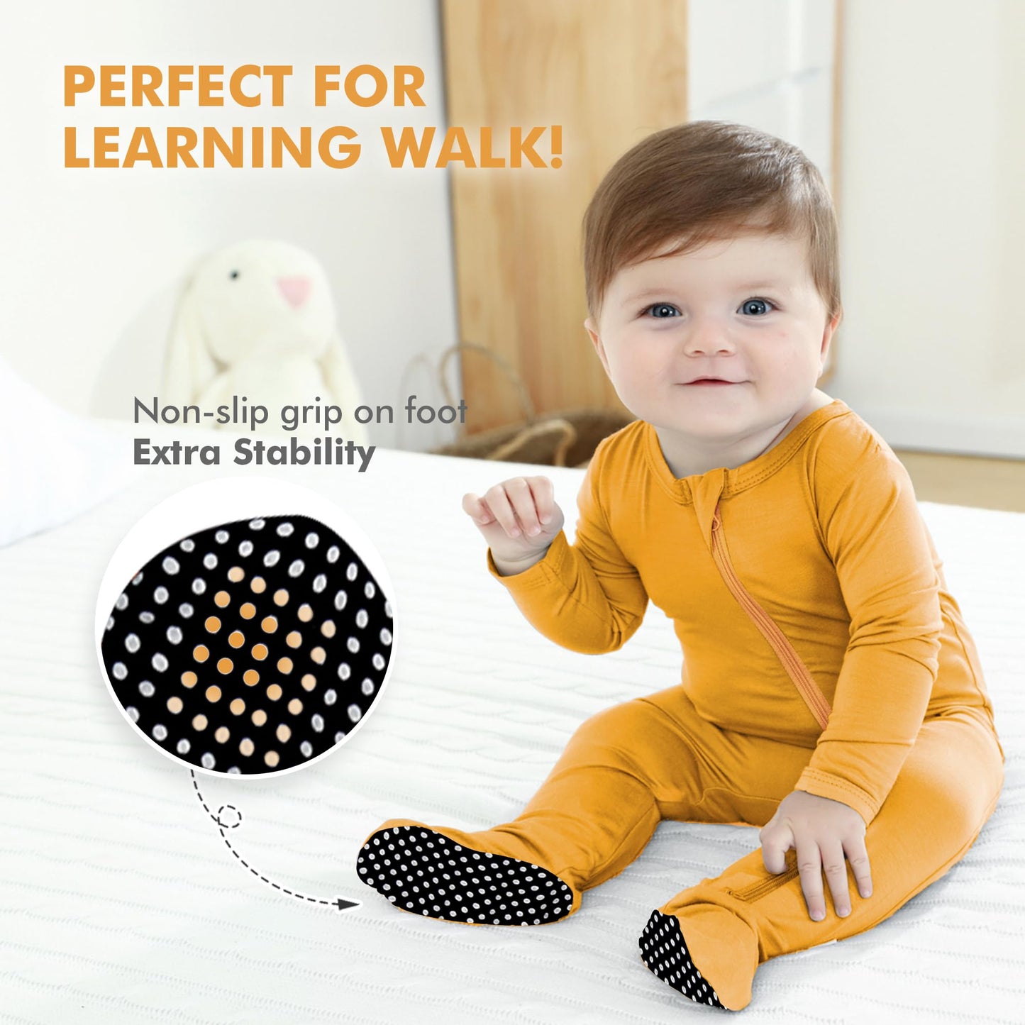 Hapiu Rayon From Bamboo Baby Footed Pajamas, 2 Way Zipper Ykk, Footie For Baby Boy Girls, Newborn-24 Months, 2-Pack, Halloween &