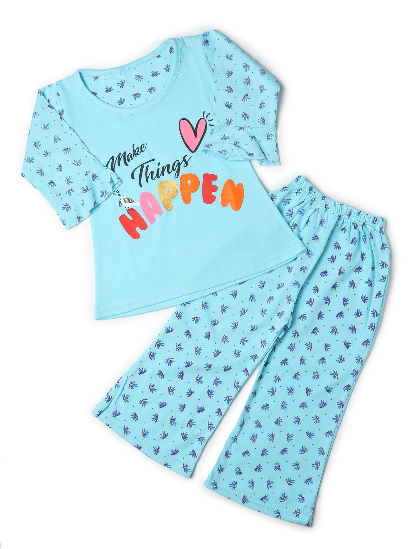 KUSHILIFESTYLE Cotton Printed Blue Night Suit Sleepsuit for Baby Girls 34Years