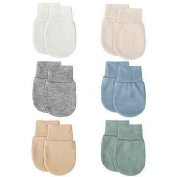 BQUBO 6 Pairs Newborn Baby Boys Girls Mittens 0-6 Months Unisex-Baby Infant Mittens Elastic No Scratch Wrist Gloves Hypoallergen
