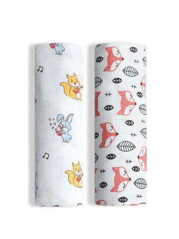 ORANGE SUGAR Swaddle for New Born Baby | Set of 2 | 100% Soft Cotton, Muslin Cloth for New Born Baby, Baby Swaddle Wrap  Jungle