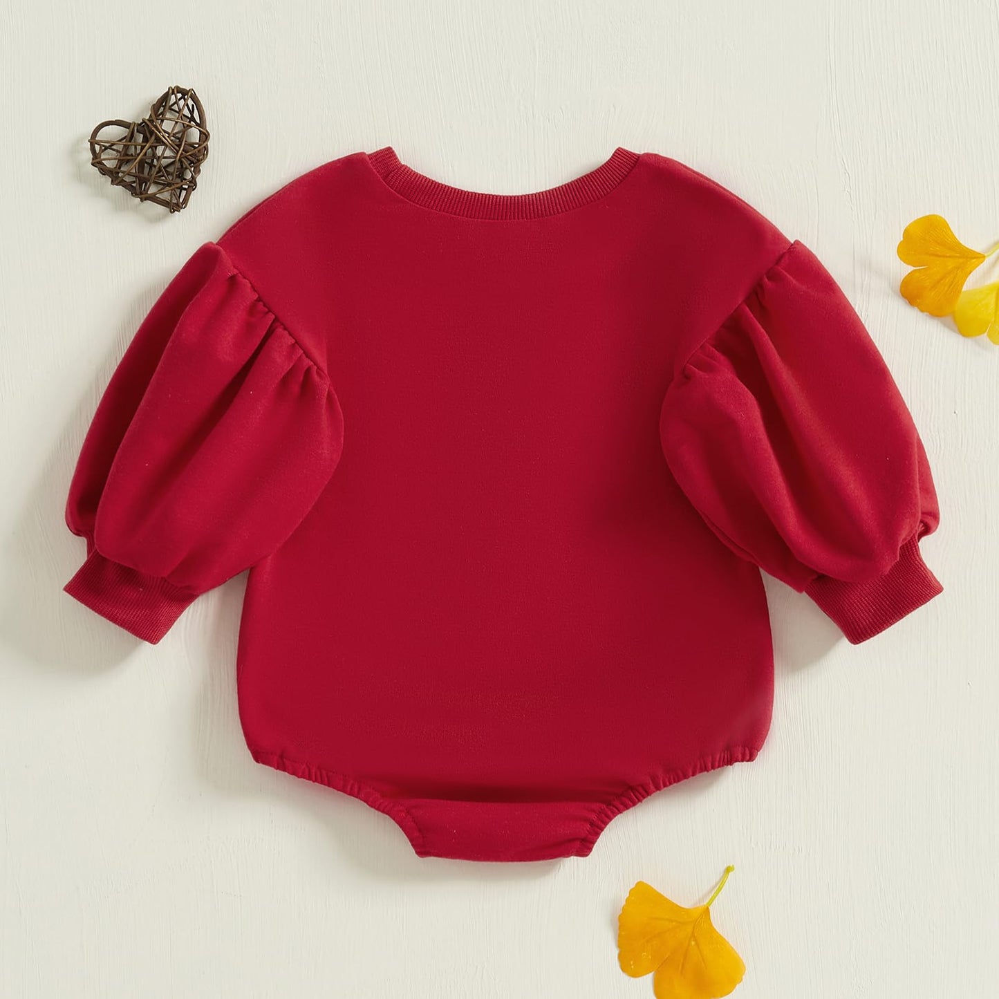 Yingisfitm Infant Valentines Baby Girl Outfit Lantern Sleeve Bubble Romper Newborn Onesie Valentines Day Spring Clothes (Red- Be