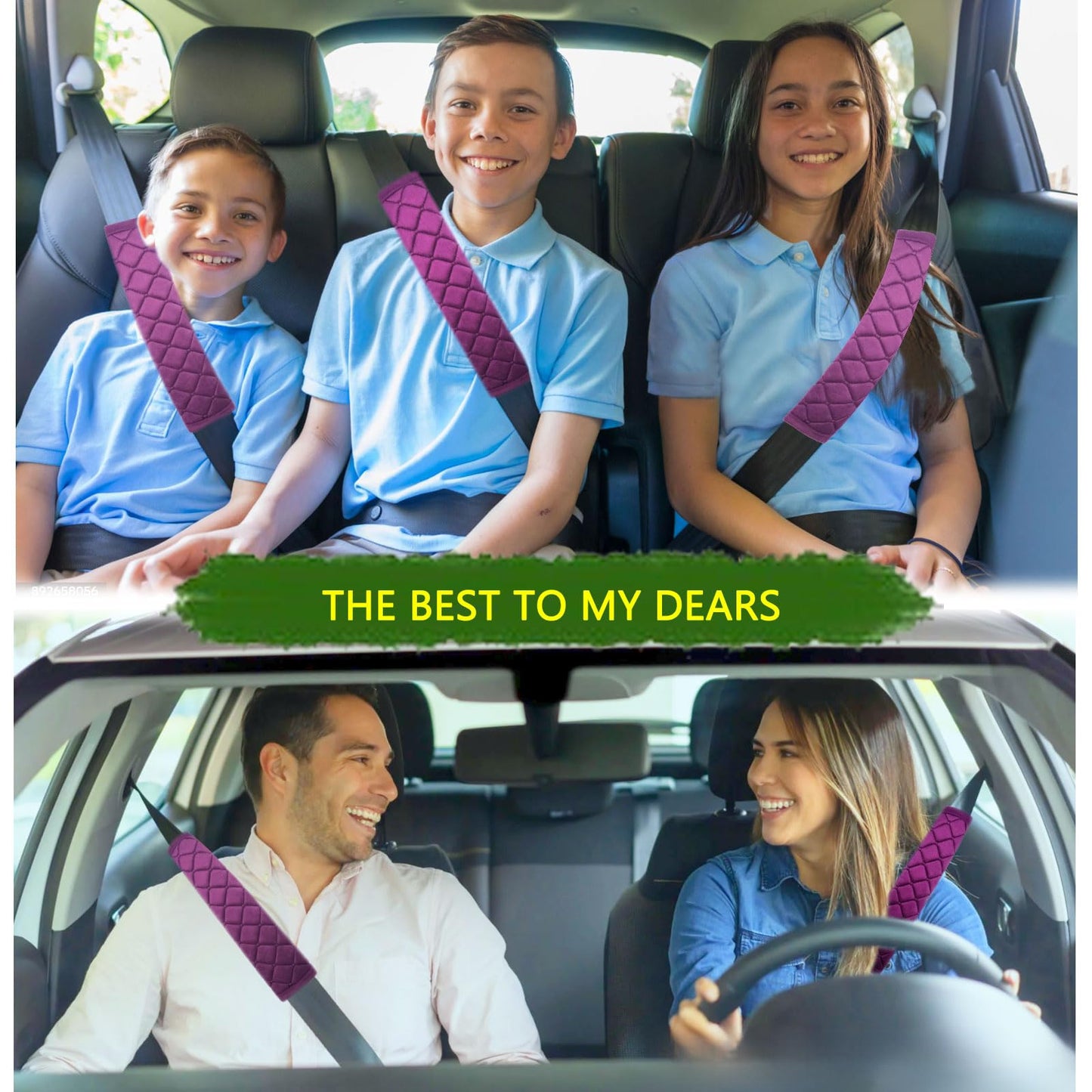 Tecooller Car Seat Belt Cover Pad, 5 Pcs, Seatbelt Covers For Car Accessories, Soft Material, Car Seat Strap Pads, Purple 10.63