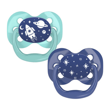 Dr. Brown'S Advantage Baby Pacifier, Fully Symmetrical Soother With Soft Silicone Bulb, 0-6M, Bpa Free, Blue Sunrise, 2 Pack (St