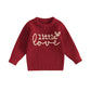 Baby Girl Valentines Day Outfit Toddler Valentines Day Sweater Love Embroidery Crewneck Pullover Sweatshirt Top(E-Red Little Lov