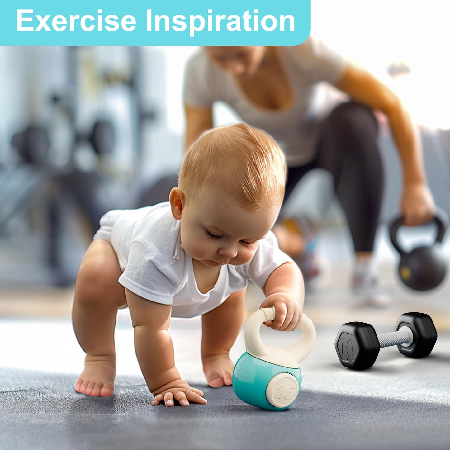 iPlay, iLearn Baby First Gym Rattle Set, Infant Dumbbell Weights Teething Rattles 3-6-12 Month, Newborn Workout Sensory Stroller