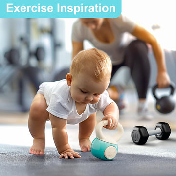 iPlay, iLearn Baby First Gym Rattle Set, Infant Dumbbell Weights Teething Rattles 3-6-12 Month, Newborn Workout Sensory Stroller