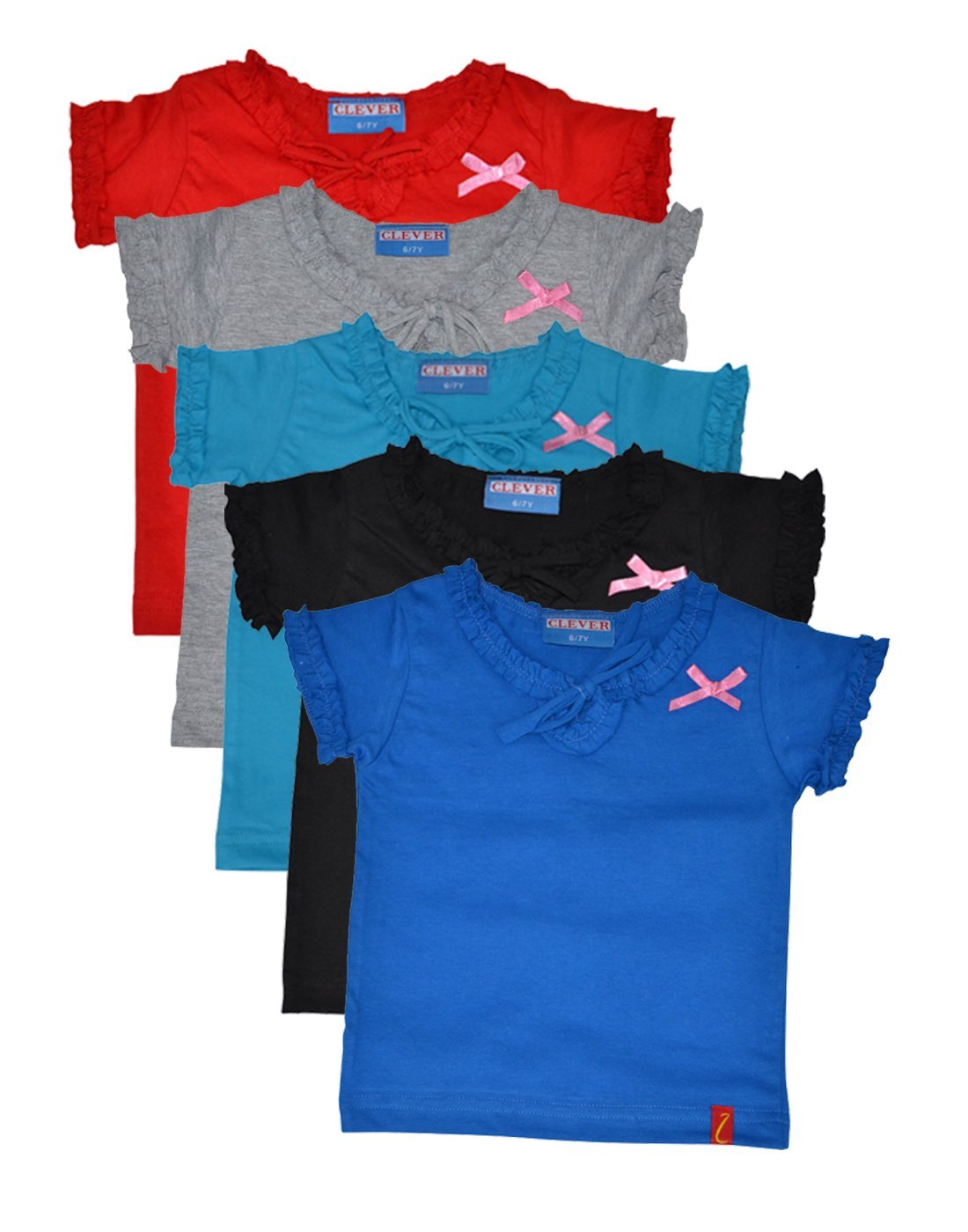 Clever Baby Girls Tshirt(ZCGT004PC5011213Yrs_Multi_1213 Years)