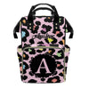 XOZOTY Leopard Print Color Pink Diaper Bags Backpack with Name Personalized Baby Bag Nursing Nappy Bag Travel Tote Bag Gifts