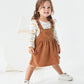 Kucnuzki Baby Girl Fall Clothes Toddler Long Sleeve Outfit Infant Ruffled Romper Brown Soft Suspender Skirt Dress 6-12 Month Gir