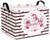 BOOHIT Valentines Day Basket for Kids Heart Shaped Empty Storage Bins for Gifts with Handles Room Decor (Black Dash Love Unicorn