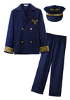 Relibeauty Kids Pilot Uniform Deluxe Costume Role Play Set With Jacket Trousers And Hat, 12-14/150