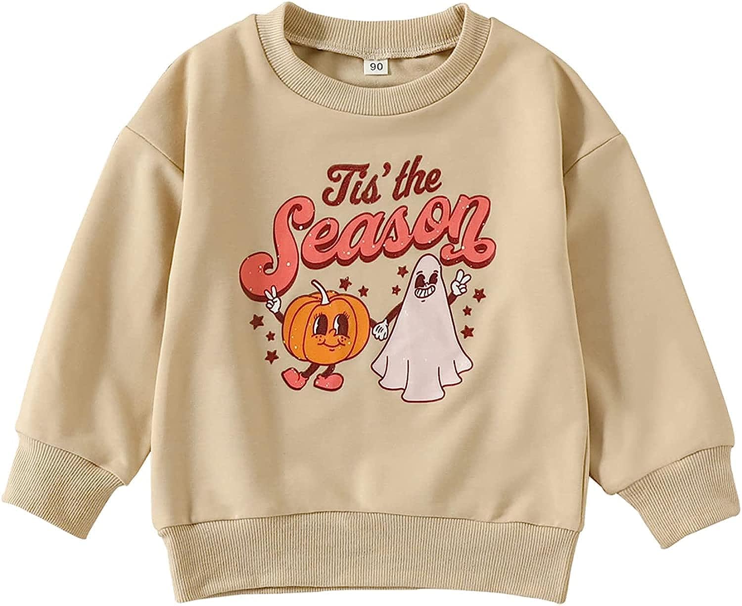 Boebnozcv Baby Boy Girl Pumpkin Sweatshirt Toddler Halloween Outfit This The Season Print Crewneck Pullover Sweater Shirt (This
