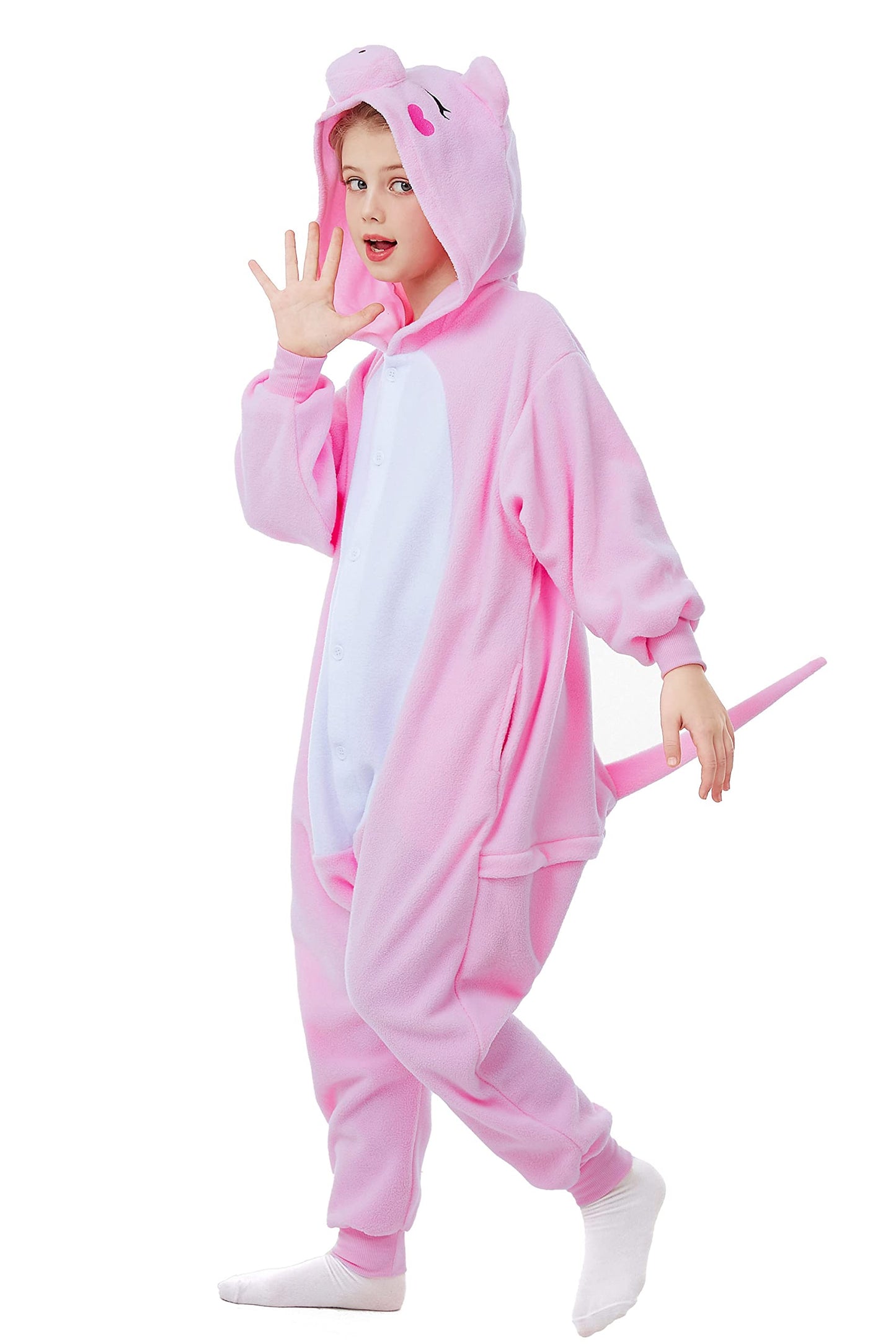 Canasour Pig Onesie Kids Halloween Cosplay Costume Girls One Piece Pjs Anime Unisex Hoodie Pajamas Pink For 5T Boys Party Pyjama