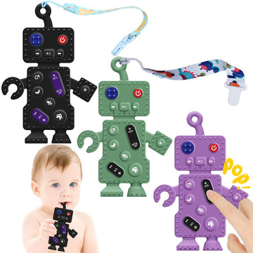 3-Pack Baby Teething Toys,KAZOKU Teethers Toys for Babies 0-6 Months,Cute Robot Shape Food Grade Silicone Baby Teething Chew Toy
