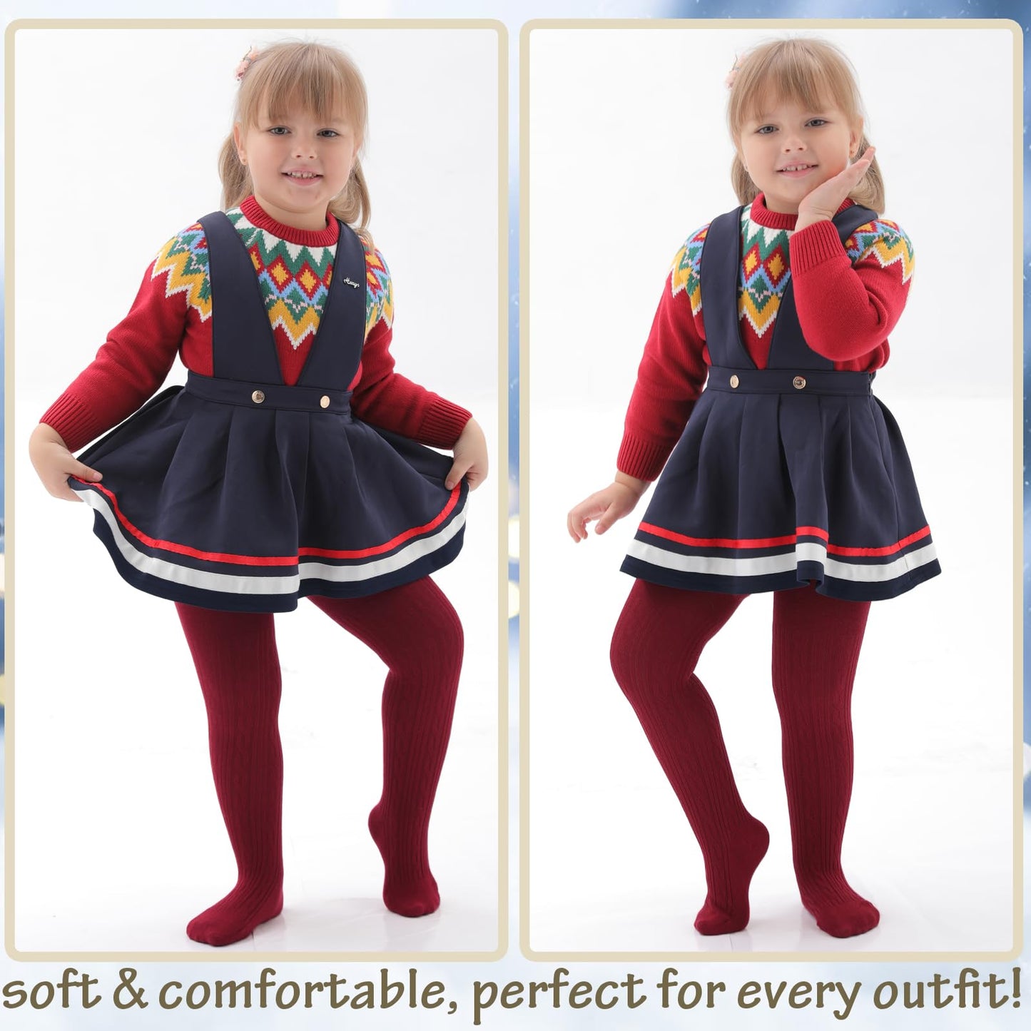 Mini Angel Baby Tights Toddler Girl Cable Knit Leggings Soft Cotton Stockings Pantyhose 3Pack (Charcoal,White,Burgundy, 12-24 Mo