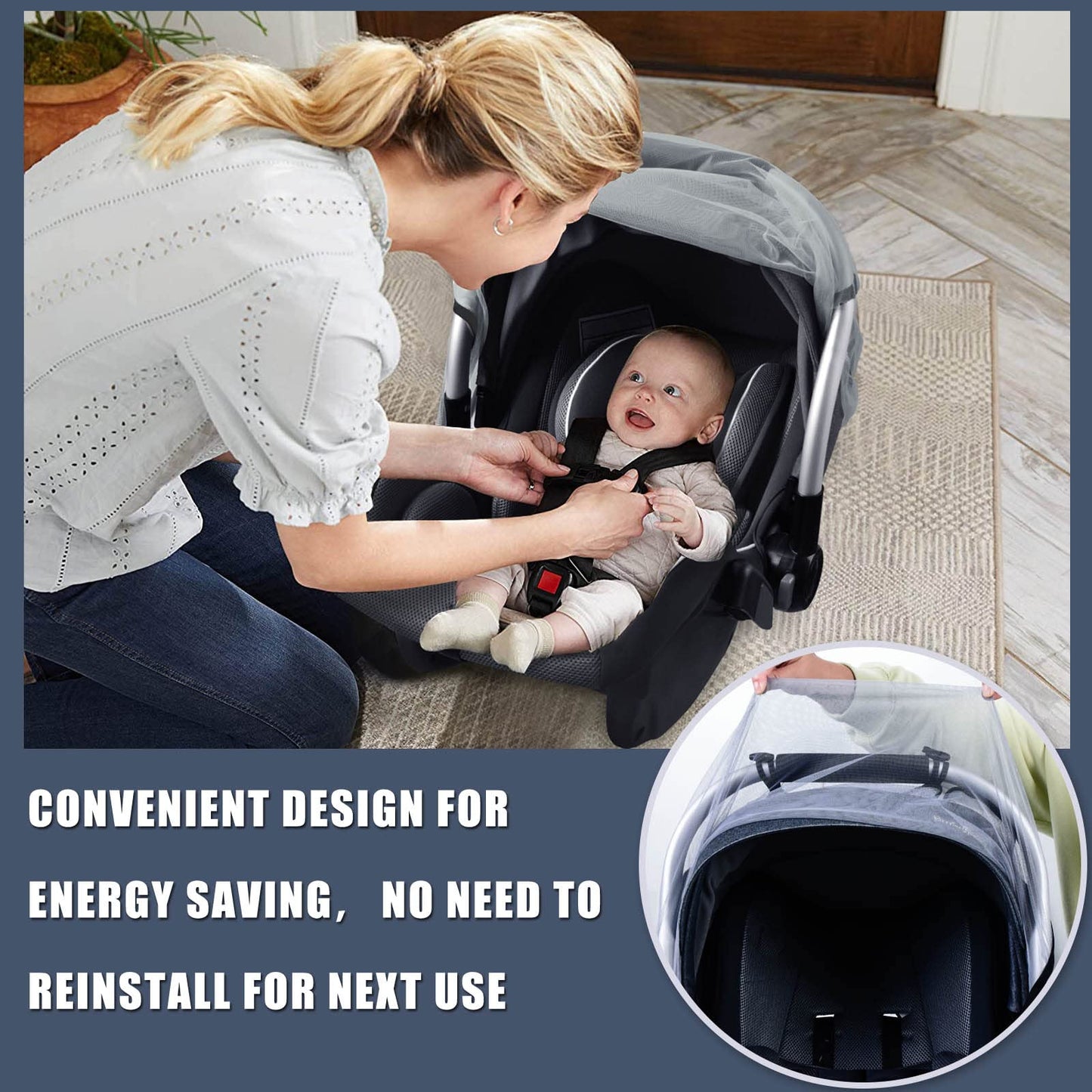 Mosquito Net For Baby Car Seats, Infant Stroller And Bassinets, Infant Car Seat Insect Mesh Net,Breathable,Easy Fitting, Portabl