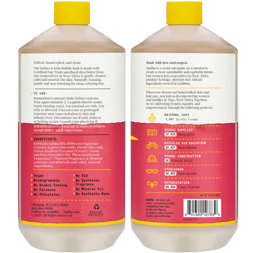 Alaffia Babies & Kids Bubble Bath, Coconut Strawberry, Pump Included - Gentle Cleanser With Raw Shea Butter And Hibiscus, 32 Fl