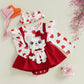 Lagkiyoj Newborn Baby Valentines Day Outfit Baby Girl Romper Ruffle Long Sleeve Ribbed Valentines Dress With Headband (Heart Red