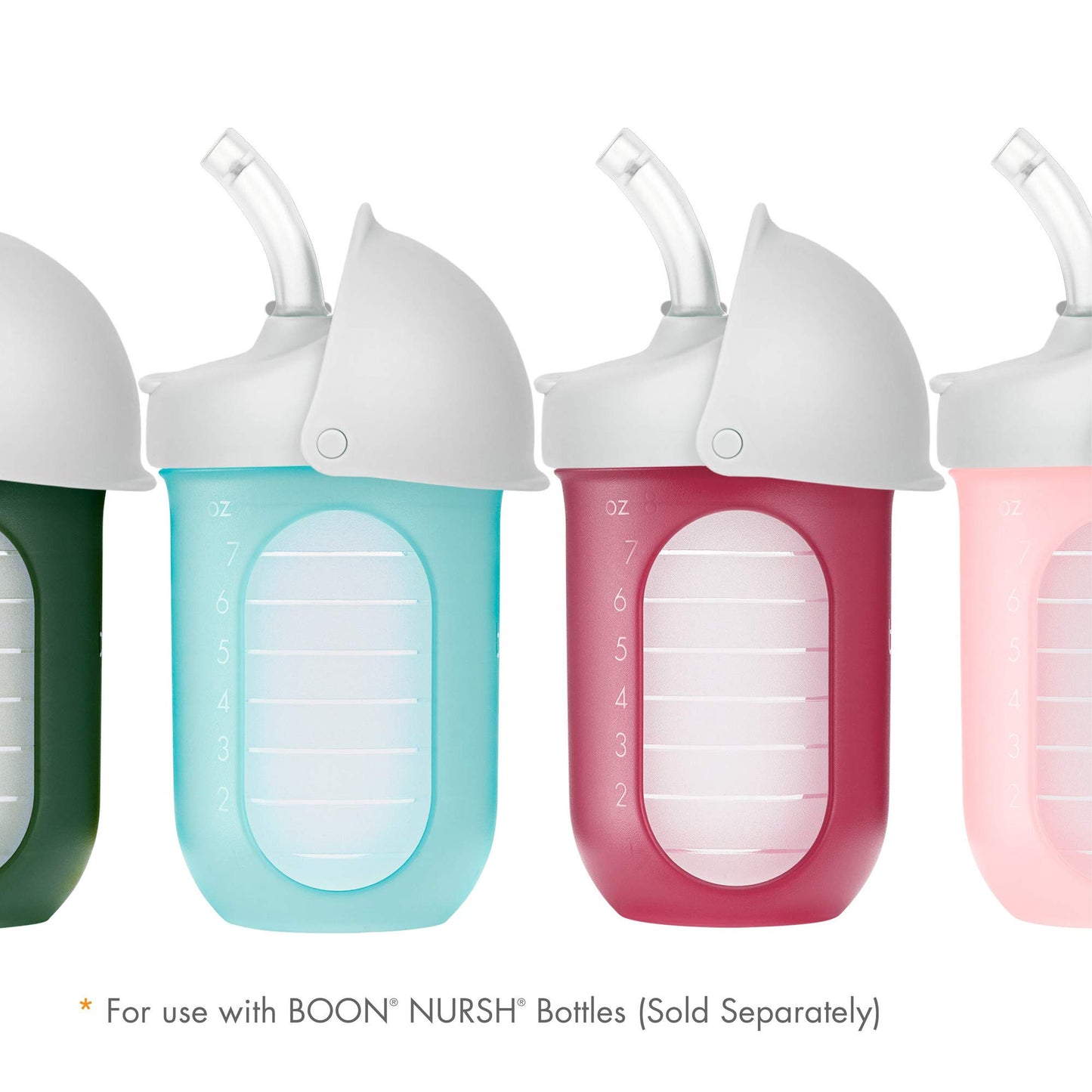 Boon Nursh Silicone Straw Sippy Cup Lid - Conversion Straw Top For Boon Nursh Bottles - Sippy Cup Lid - Toddler Straw Cup Top -