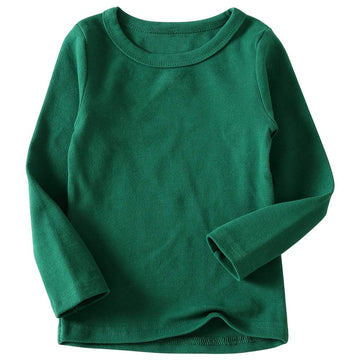Kisbini Unisex Girls 100% Cotton Long Sleeve T-Shirt Top Tees Dark Green 18 Months