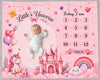 CLOTHINA Baby Monthly Milestone Photoshoot Blanket with Milestone Cards, Cotton, 115x95 cm, Animal Theme, 112 Months (Unicorn P
