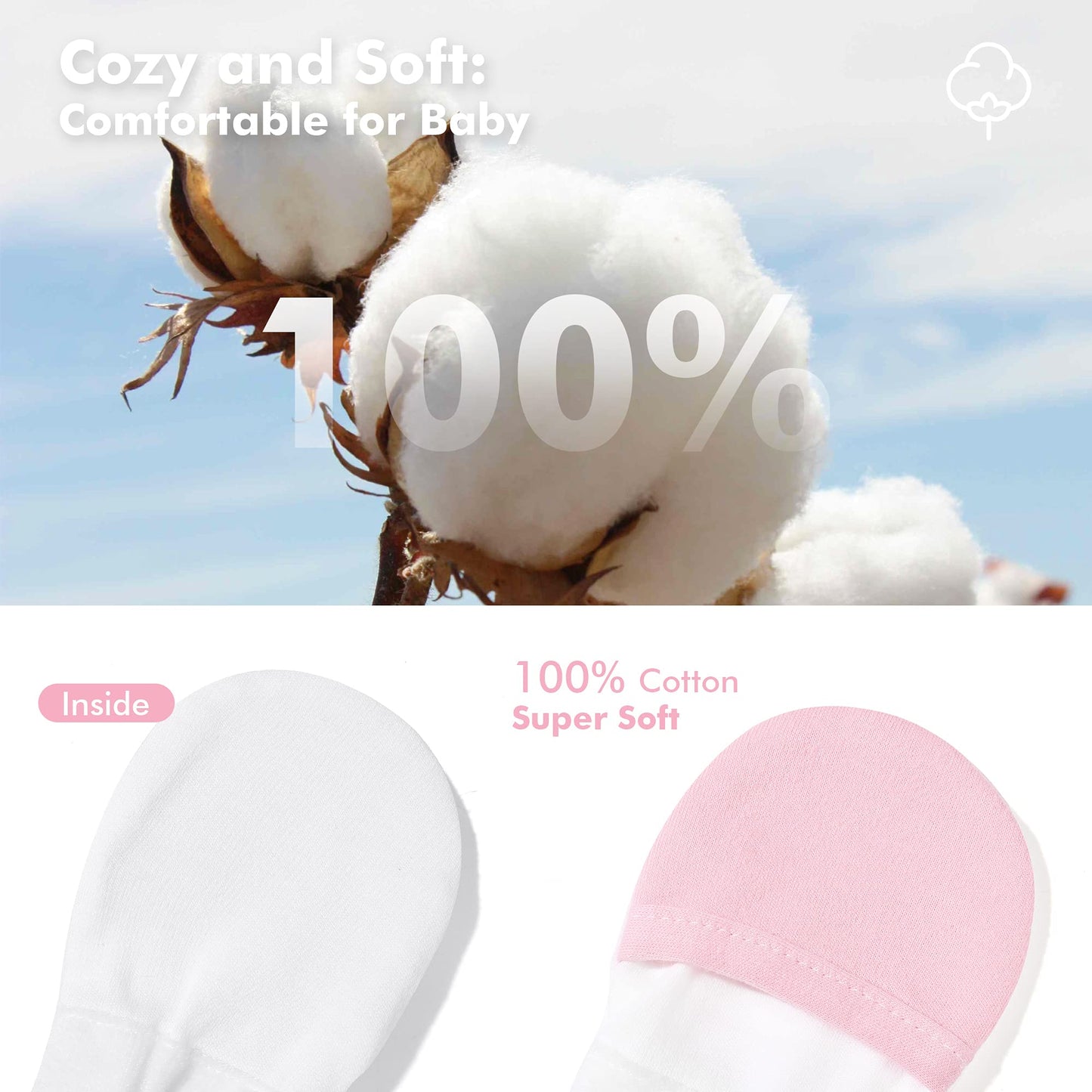 Hapiu Baby Mitten,3 Pack, Pink Stripe&Blush&Sage, 0-3 Months