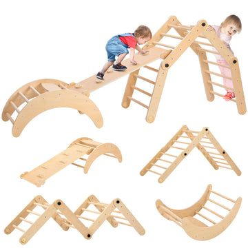 Dripex Deformable Pikler Triangle Set, Large Montessori Climbing Set With Over 20 Playing Modes, Pikler Triangle With Slide Arch