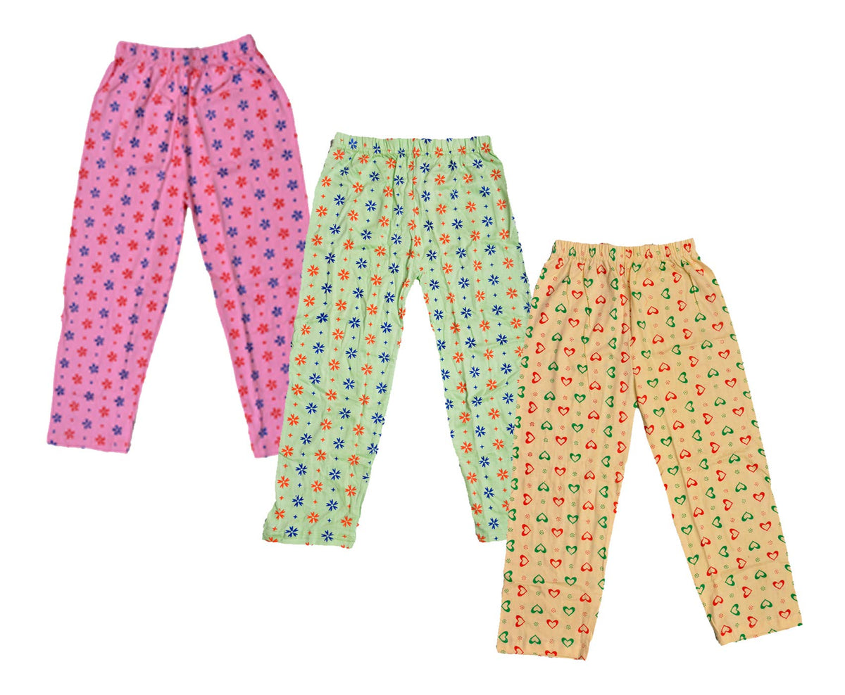 IndiWeaves Regular Fit Cotton Printed Girls Pyjamas Set Yellow,Green,Pink