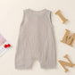 Cecobora Infant Newborn Baby Boys Girls Cotton Linen Romper Summer Jumpsuit Sleeveless Overalls Clothing Set (Grey, 12-18 Months