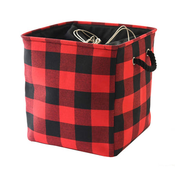 Inough Christmas Storage Basket Buffalo Plaid Storage Bins For Kids, Collapsible Red Large Storage Basket For Toys Clothes,Gift