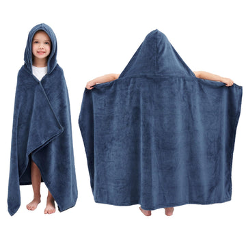 Hiturbo Kids Hooded Fleece Towel: Soft Plush Pool Beach Towel Wrap - 50'X30' Toddler Bath Blanket For Boys Girls 3-12 Years (N