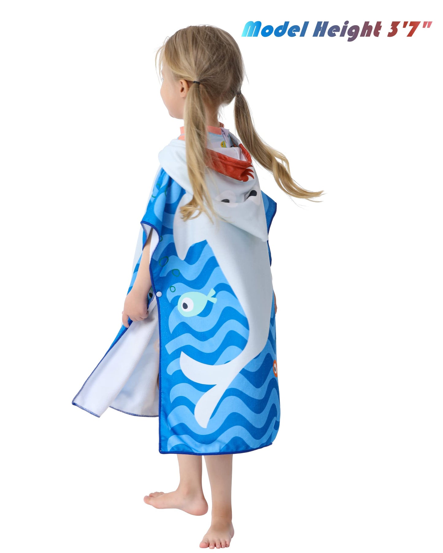 Athaelay Toddler Bath Beach Towel Poncho With Hood, Kid Bath Pool Swim Bathrobe Cover-Ups Swimwear (Grey Shark)