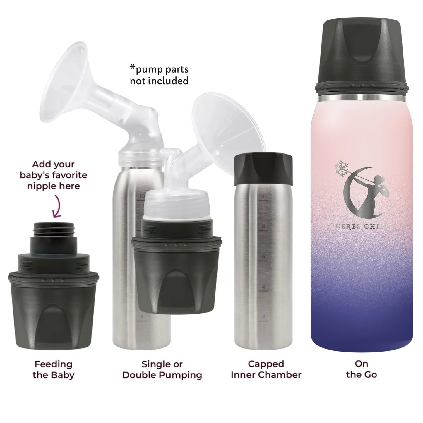 CERES CHILL OG Breastmilk Chiller, Reusable Storage Container, Up to 34 oz. - Bottle Cooler Keeps Milk at Safe Temperatures for