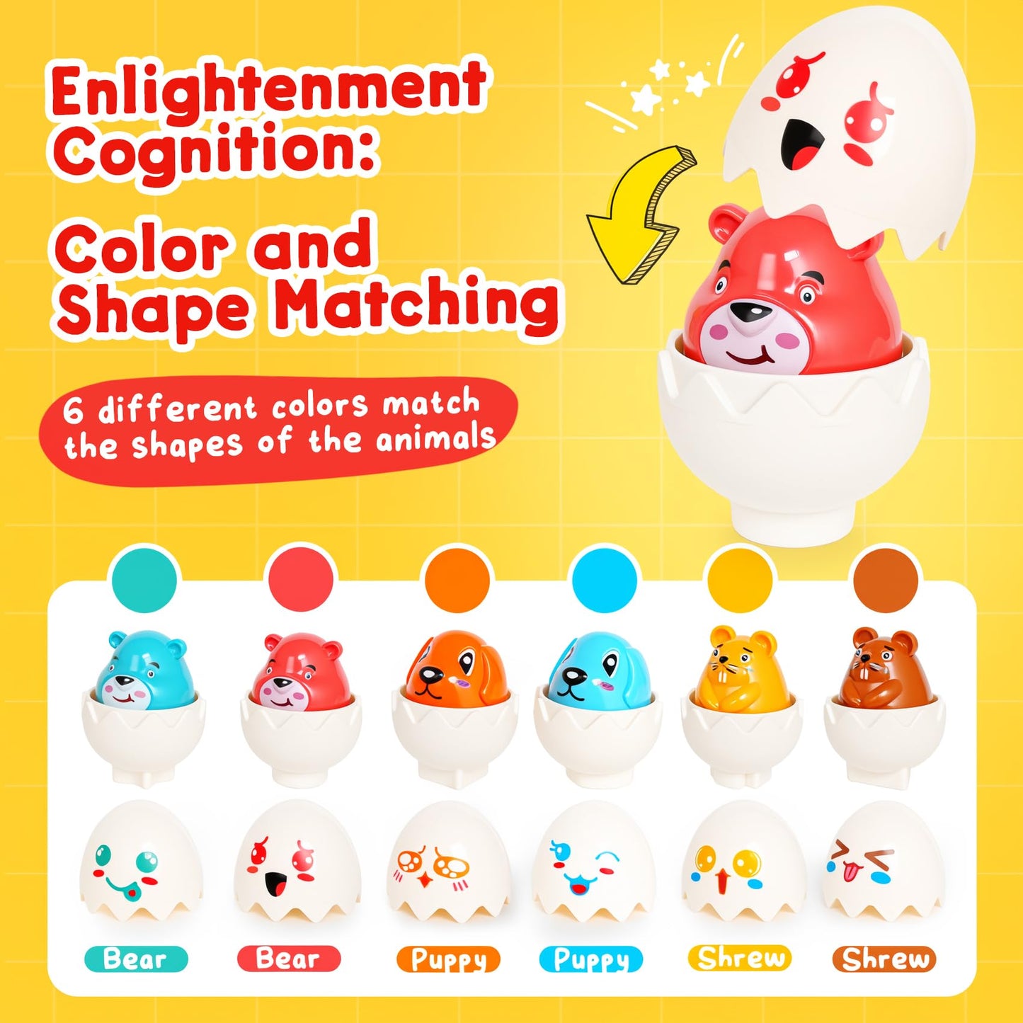 NAODONGLI Easter Eggs,Montessori Fun Geometric Egg Toys for Toddlers 1-3,Early Learning Educational Fine Motor Shape Sorter Matc