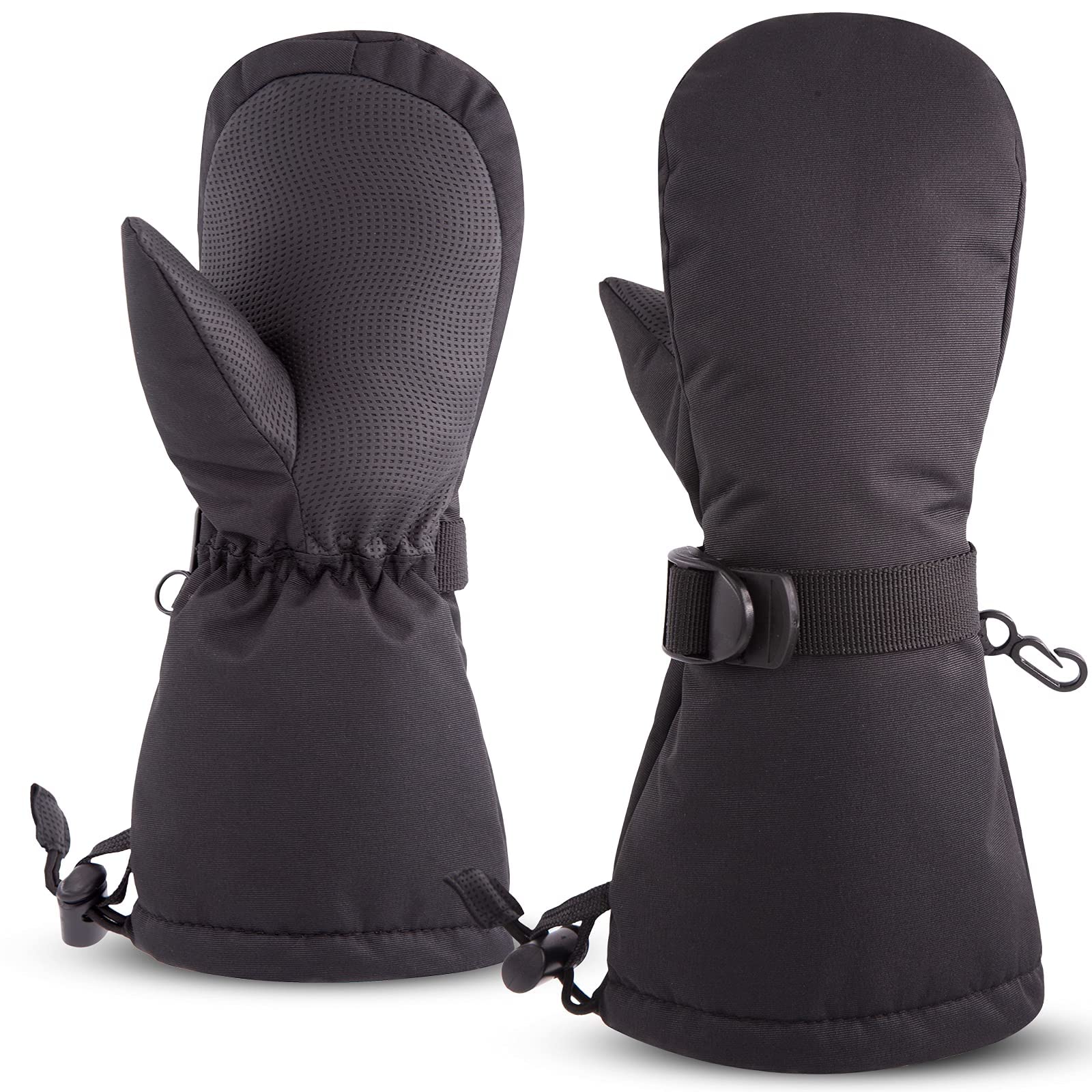 Winter Kids Waterproof Gloves For Boys Girls Snow Ski Toddler Baby Mittens Outdoor For Infant Teens 1-5T (N-Black, M(2-4T))