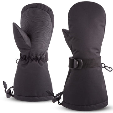 Bavst Winter Kids Waterproof Gloves For Boys Girls Snow Ski Toddler Baby Mittens Outdoor For Infant Teens 1-5T (N-Black, L(4-6T)