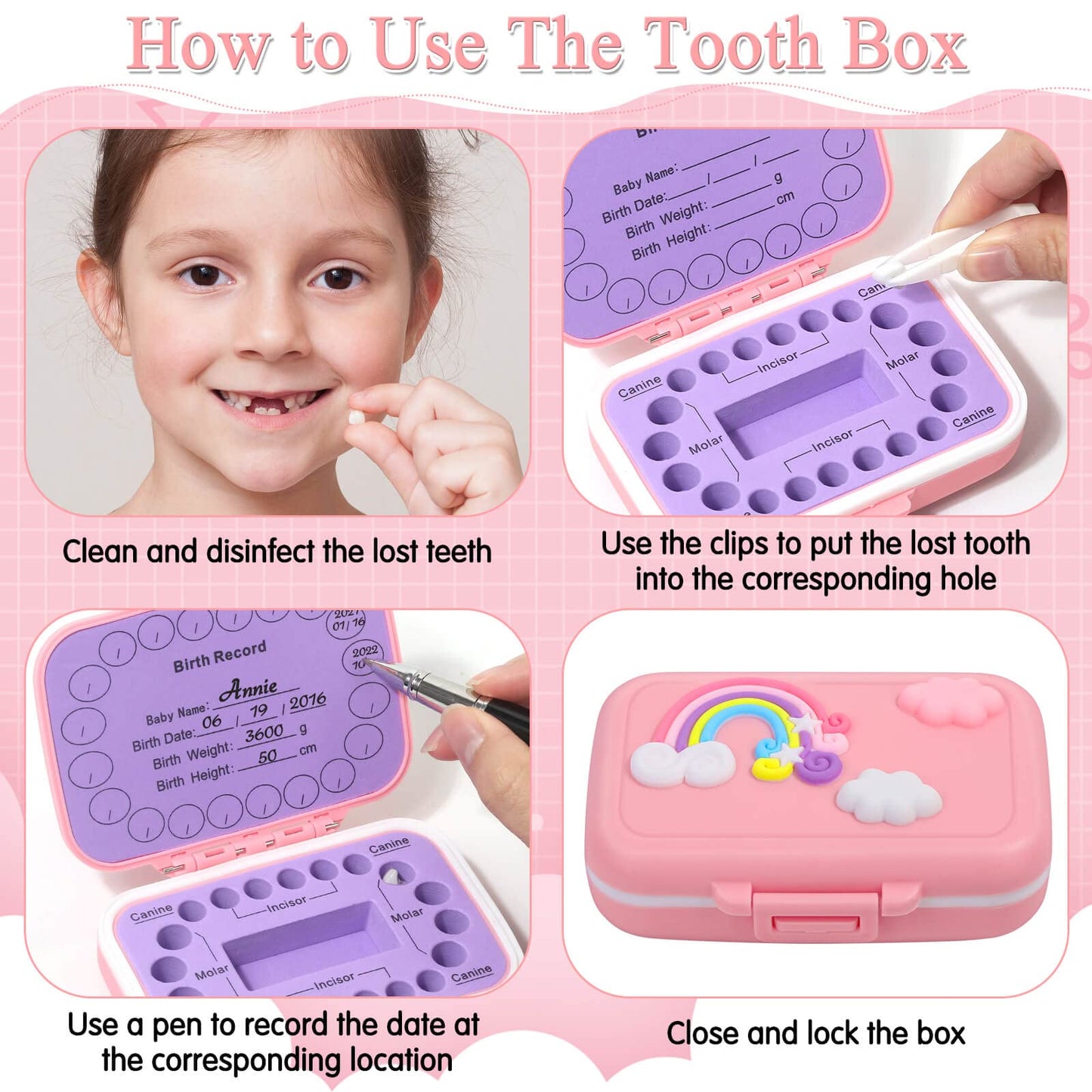 Tooth Holders For Kids Keepsake, Baby Teeth Keepsake Box, Tooth Saver, Tooth Container For Lost Teeth, Teeth Storage Holder For
