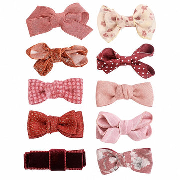 10 Pack Baby Hair Bows Clips for Girls, Red Toddler Hair Clips, Soft Fabric Bow Barrettes with Alligator Clips, Cute Hair Access