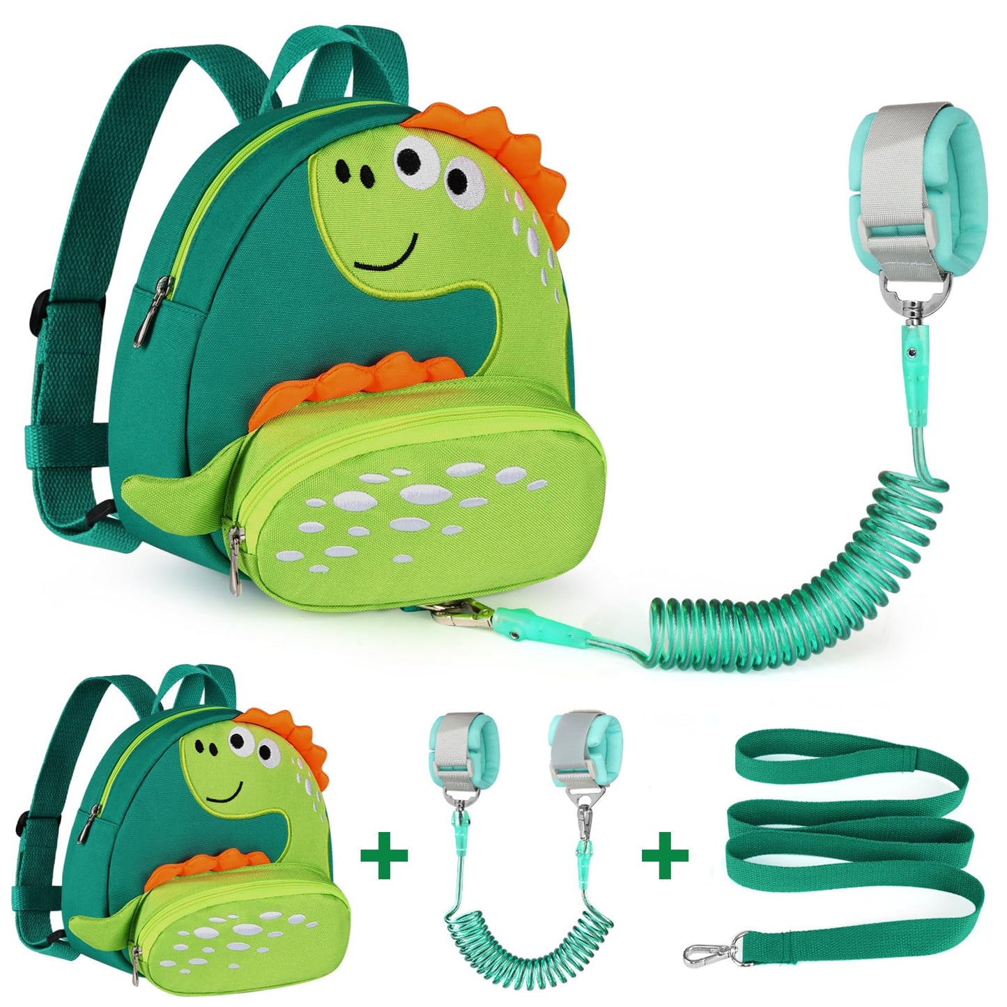 Accmor Toddler Harness Backpack Leash, Cute Dinosaur Backpacks With Anti Lost Wrist Link, Cute Mini Child Backpack Wristband Tet