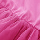 Lyxiof Girls Tutu Dress Casual Tulle Summer Solid Color Ruffle Sleeve Dress Rose Red 110Cm