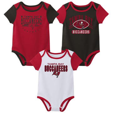 Outerstuff Nfl Newborn Baby And Infant Short Sleeve Bodysuit Variety 3-Pack - Tampa Bay Buccaneers, 6-9M