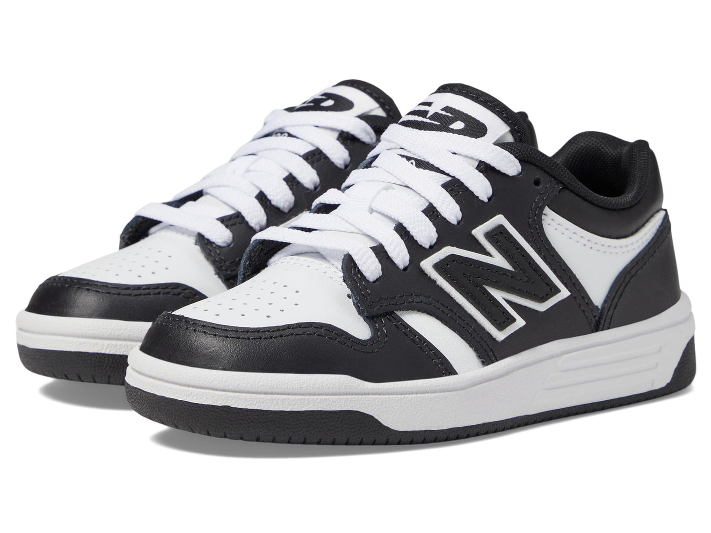 New Balance Baby 480 V1 Lace-Up Sneaker, Black/White, 2 Wide Us Unisex Infant