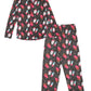 KiddoPanti Girls Cotton All Over Printed Front Open Shirt with Pajama Night Set, Black  810Y