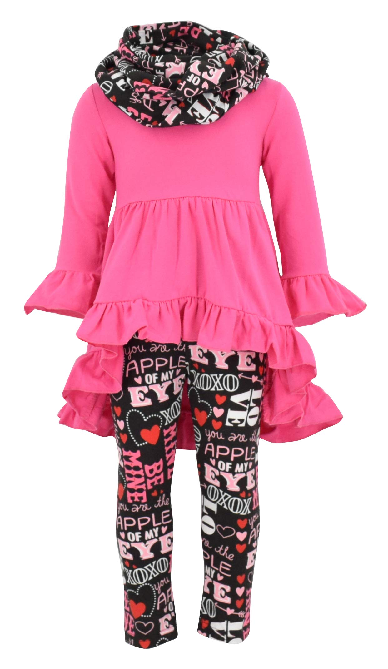 Unique Baby Girls Valentines Day Toddler Outfit Ruffle Top Legging Set (3 Years, Pink)