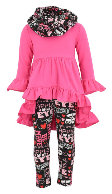 Unique Baby Girls Valentines Day Toddler Outfit Ruffle Top Legging Set (3 Years, Pink)