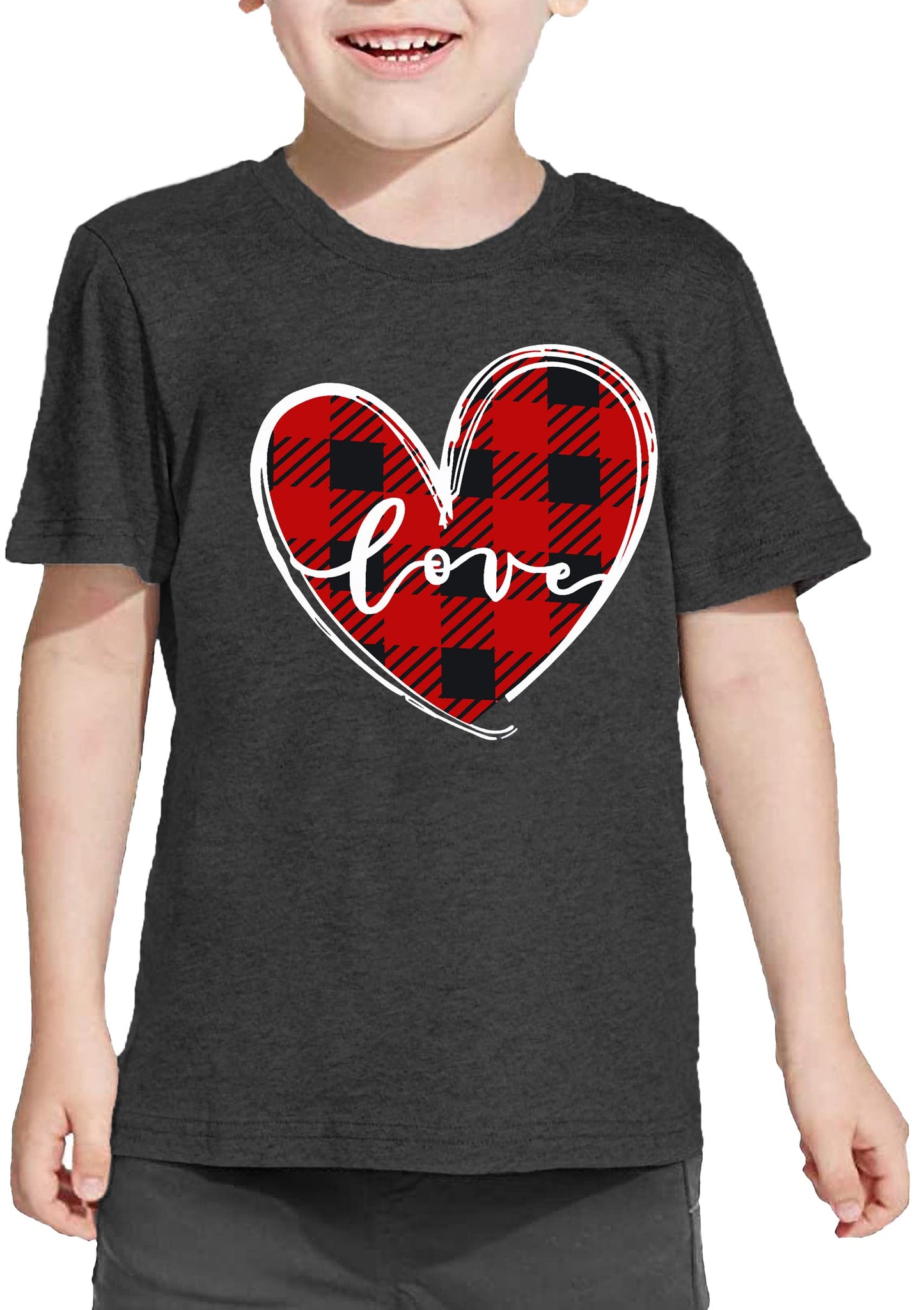 Toddler Valentine'S Day Shirts Boys Girls Love Heart Graphic T-Shirt Valentine Short Sleeve Tee Tops Dark Grey