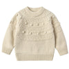 Curipeer Baby Boy 'S Girl 'S Crew Neck Knitted Sweater Handmade Pompom Rib Knit Pullover Outfits Beige 6T