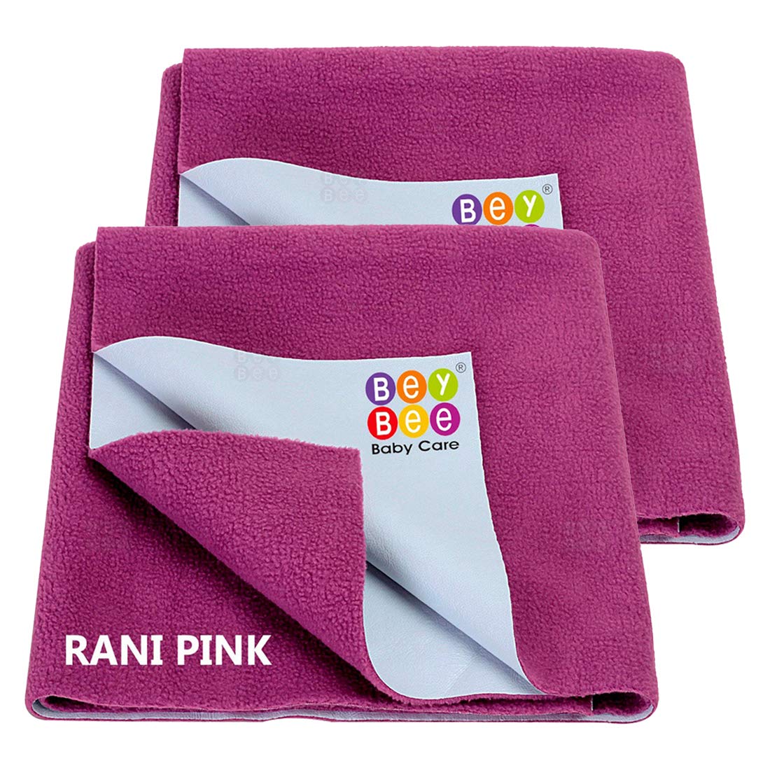 Bey Bee Baby Quick Dry Sheet Small Combo Pack Of 2 Rani Pink (Each Size: 50 Cm X 70 Cm)